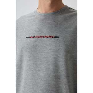 Conjunto Deportivo para Hombre en Algodón Gris Melange, Grueso, Suave, Texturizado, con Estampado - 85239 - Gb melange/gb melange - Product Image 2