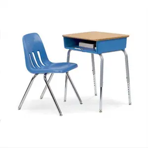 Verstellbare moderne Schulzimmer Schreibtisch und Stuhl Combo Komfortable College School Schreibtisch und Stuhl Metall Schul möbel Sets