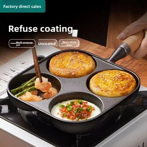 Poêle à petit-déjeuner <span class=keywords><strong>en</strong></span> <span class=keywords><strong>fonte</strong></span> à 4 trous, poêle à œufs, poêle à crêpes, poêle multi-trous pour cuisinière à gaz et <span class=keywords><strong>induction</strong></span>, cuisine domestique - Product Image 2