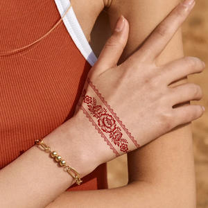 สติกเกอร์รอยสักชั่วคราวลายเฮนน่าสีสันสดใสสไตล์เรขาคณิตชาติพันธุ์รอยสักกันน้ำเหมาะสำหรับด้านหลังมือข้อมือ - Product Image 4