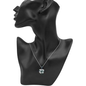 Collar con Colgante de Corazón, 1.00 Cttw, Corte Brillante, Color G, Diamante Natural Blanco Azul Fantasía, Plata de Ley 925, para Boda, Mujer - Product Image 3