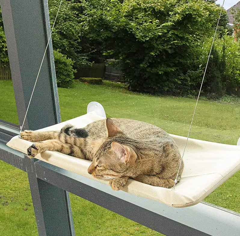 Pet Cat Hammock for Window Hanging Cat Bed Kitten Climbing Frame Sunny Window Seat Cats Hanging Mesh Breathable Hammock Beds