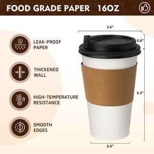 Gobelet à café jetable en carton biodégradable avec logo personnalisé, 8OZ, 12OZ, 16OZ, à paroi simple ou double, avec couvercle - Product Image 2