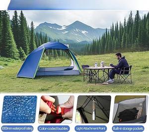Tente de randonnée imperméable pour 2 personnes, légère, coupe-vent, pour le camping, la randonnée, l'alpinisme, équipement de plein air facile à installer - Product Image 2
