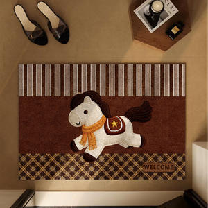 Tapis de porte rectangulaire Joyful Velvet Horse en boucle de soie antidérapant, motif original, en PVC, pour l'entrée et la décoration de la maison - Product Image 3