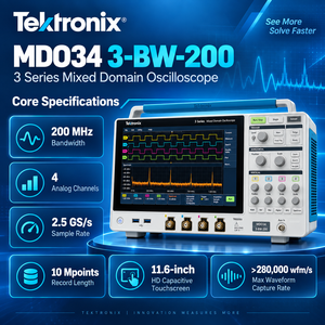 Osciloscopio de Dominio Mixto Tektronix MDO34 3-BW-200 de 200MHz y 4 Canales, Analizador de 2.5GS/s y 1GHz, Pantalla Táctil, Resolución de 8 Bits - Product Image 4