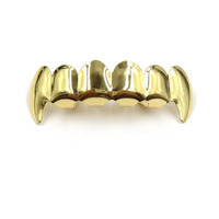 Grillz dentaire Hip Hop plaqué or 18 carats pour femmes et hommes, avec capuchons pour dents de croc, ensemble de grillz amovibles