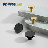 Kenop Lemari Dapur Koppalive Grosir, Gagang Furnitur Kuningan Padat Bulat, Warna Emas Tembaga Poles
