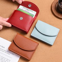 Dompet Koin PU Portabel Kompak Gaya Korea Minimalis Wanita, Tempat Kartu Multifungsi 2-in-1 dari Bahan Poliester