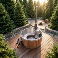 Vapasauna, bain à remous extérieur chauffé au bois, baignoire en cèdre, bain à remous chauffé au bois en acier inoxydable, fabricant OEM
