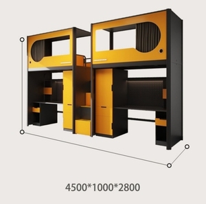 Juego de muebles para apartamento escolar de <span class=keywords><strong>albergue</strong></span> juvenil, cama de hierro, escritorio, armario, litera para habitaciones de alquiler, Material metálico para dormitorio, uso en Hotel - Product Image 4