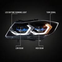 Phares LED en gros pour BMW Série 3 E90 2005-2012, DRL Spoon, 4 feux de croisement, 8 feux de route, directement d'usine, paire 12V