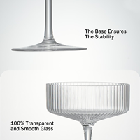 Copas de Cóctel Elegantes de Diseño Clásico Vintage de 300 ml, con Borde Acordonado, Aptas para Alimentos, Libres de BPA, Ecológicas, con Tallo Largo, para el Hogar y Fiestas
