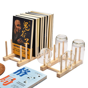 Wooden drain rack, kitchen <b>dish</b> rack, creative water cup and plate rack, commercial tea cake display and storage rack, - Product Image 3