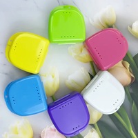 Boîte de rangement pour prothèses dentaires de grande taille personnalisée avec logo, en plastique, pour protège-dents, crochets, conteneur avec trous d'aération, boîte de protection pour fausses dents