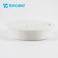 Topcent ronde en plastique blanc table d'ordinateur bureau mur fil couverture de trou passe-câble