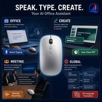 Souris sans fil à commande vocale AI 2.4G + BT double mode avec saisie vocale, traduction en 24 langues, enregistrement de réunion PPT en un clic