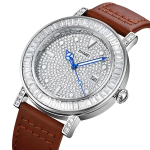 Skmei 1953 남자 손목 시계 Moissanite 힙합 아이스 시계 석영 럭셔리 골드 다이아몬드 시계