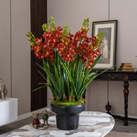 Fleurs artificielles en pot, pivoines et orchidées, toucher réel, pour décoration de mariage, vente en gros