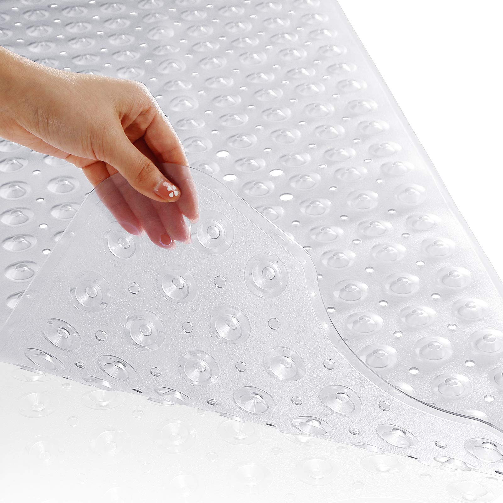 Original Bath Tub Shower Mat Extra Long 100 x 40 cm Non-Slip with Drain Holes Suction Cups Machine Washable