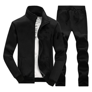 Custom logo Vintage 2 Pieces Zip up Hoodie <strong>Polyester</strong> Plain <strong>Tracksuits</strong> for Men - Product Image 1