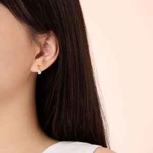 Dylam Stunning Rhodium 18K <b>Gold</b> Plated 925 Silver Pear Shape 5A Zirconia Simulated Diamond Bead <b>Dangle</b> Pendant Stud <b>Earrings</b> - Product Image 4