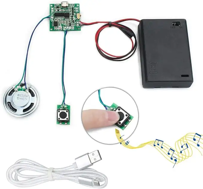 사운드 모듈 버튼 제어 음악 음성 플레이어 프로그래밍 가능 토크 칩 뮤지컬 USB DIY 오디오 카드 용 다운로드 가능