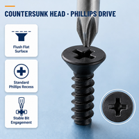 Tornillos KB Negros de Cabeza Plana, Tornillos Autorroscantes de Cabeza Plana, Accesorios de Tornillos Autorroscantes M1/M2/M3/M4