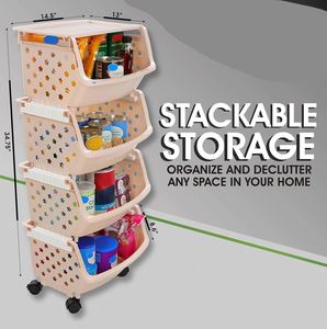 Meuble de rangement multifonctionnel transparent et durable pour jouets et collations, chariot en plastique écologique moderne à double compartiment pour articles de puériculture - Product Image 2