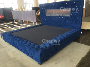 Xây dựng trong Lò sưởi Giường hiện đại sang trọng khách sạn phòng ngủ Bộ chesterfield giường với Lò sưởi Nữ Hoàng kích thước giường khung với lưu trữ - Product Image 4