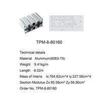 Profilé en aluminium à fente en T extrudé 6063 anodisé industriel robuste 80160 pour table de travail