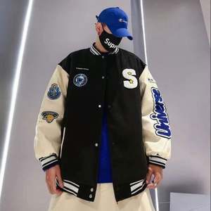 Nouvelle <span class=keywords><strong>veste</strong></span> de baseball en coton d'hiver avec broderie de lettres de marque et manches en cuir, pour couple, vestes en coton pour hommes - Product Image 5