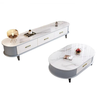 Meuble TV design moderne de luxe léger avec table basse abordable, prix de gros, excellent ensemble personnalisé gris de meuble TV et table basse