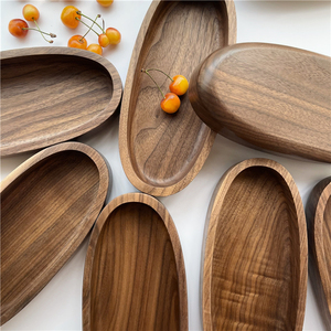 Rắn màu đen Walnut gỗ Snack khay rỗng Đĩa đơn mảnh trái cây bằng gỗ và hộp lưu trữ máy tính để bàn bán buôn tùy chỉnh logo - Product Image 4