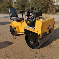 Main Mini Compacteur Route Rouleau Machine Marche Double Tambour Rouleau 1 Tonne Asphalte Chine