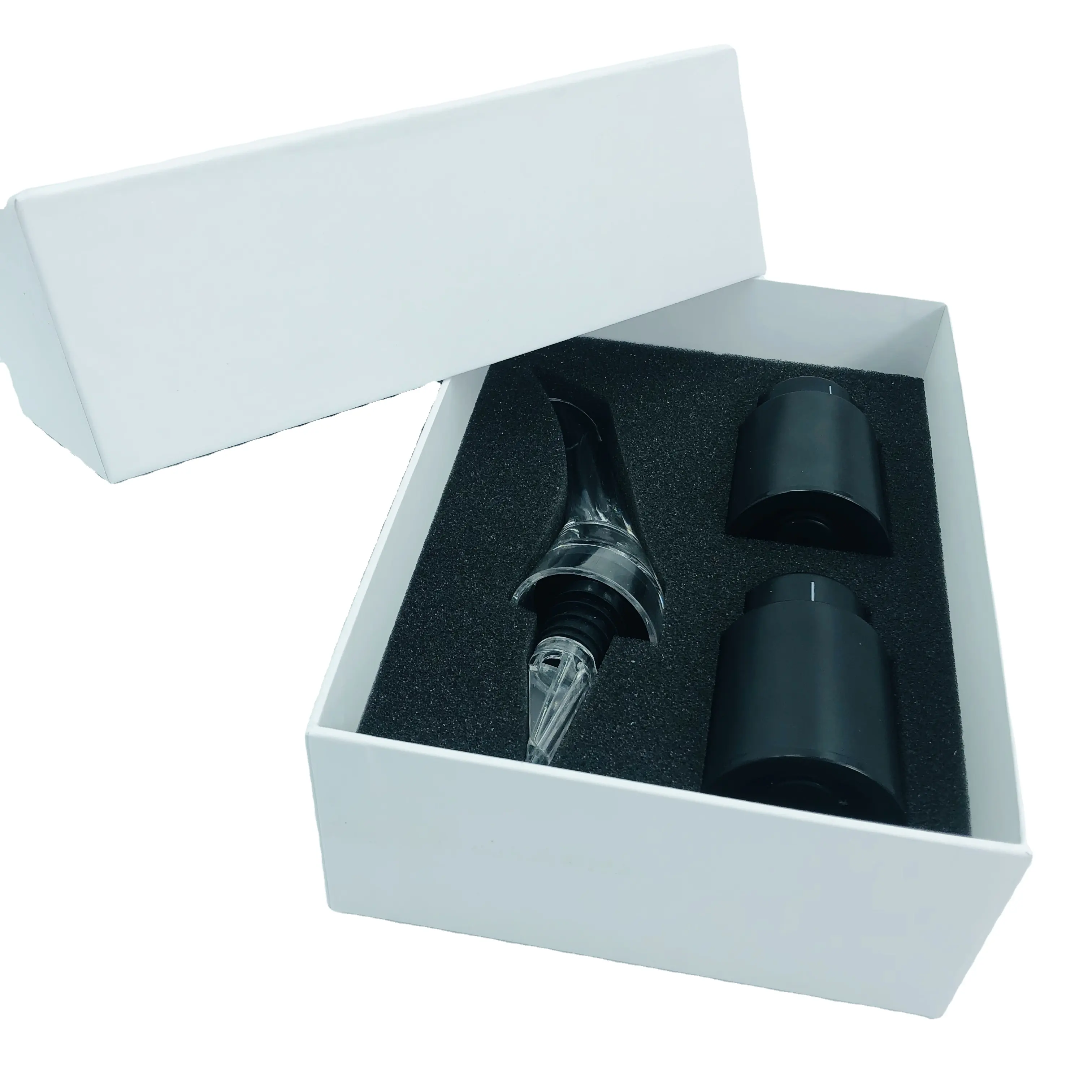 ワインフィルター用の安価な白い蓋とベース紙箱の黒い泡の包装