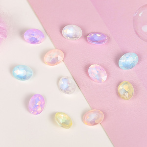 Strass ovales en verre cristal à dos plat, colorés, pour accessoires de nail art DIY, décorations scintillantes à porter - Product Image 4