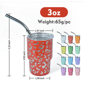 Bicchierini carini in vetro con paglia 3oz Mini <span class=keywords><strong>bicchieri</strong></span> con coperchio e paglia 3oz <span class=keywords><strong>bicchieri</strong></span> isolati - Product Image 3