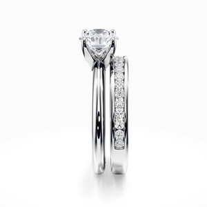 แหวนหมั้นชุดเจ้าสาวแบบ Solitaire Channel ของ SGARIT ประดับเพชร 3 กะรัต ทอง 18k เพชรเลี้ยงในห้องปฏิบัติการ ฝังแบบ Pave ครึ่งวง VS D พร้อมใบรับรอง IGI - Product Image 4