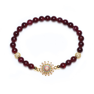 European Style Crystal Rhinestone Floral Garnet <b>Beaded</b> <b>Bracelet</b> For Women And Couples Gift Jewelry - Product Image 5