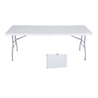 Table pliante rectangulaire en MDF avec structure métallique, robuste, écologique, portable, pour la restauration en plein air, les fêtes, la restauration moderne