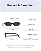 Lunettes de soleil ovales étroites chic avec logo personnalisé, monture demi-cerclée en PC, verres AC, lunettes de mode pour boutiques