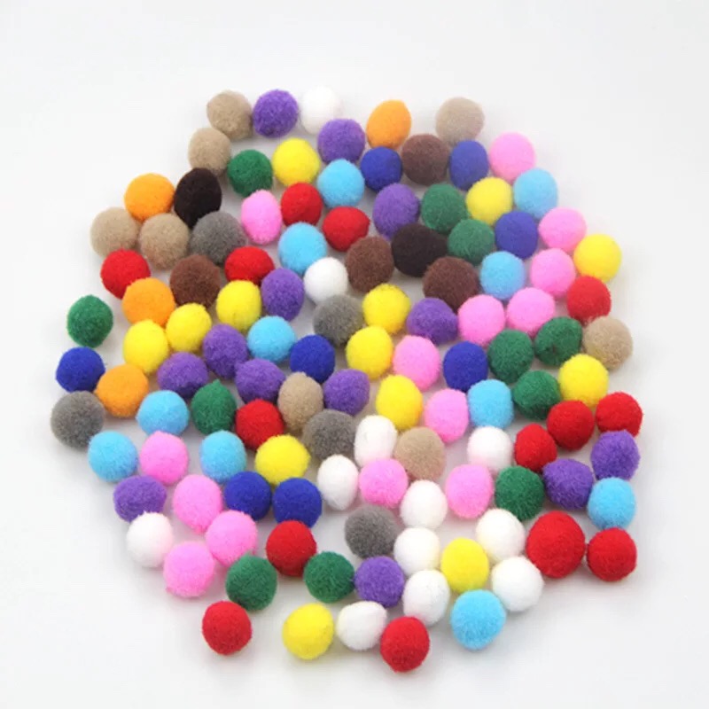 Заводская распродажа, Детские творческие плюшевые Разноцветные помпоны 2 см, помпоны для дня рождения, аксессуары, украшения
