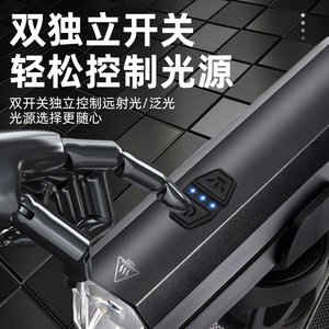 ยัวลี่ไฟหน้าจักรยานอลูมิเนียมอัลลอยด์ LED IPX4 กันน้ำแบบชาร์จไฟได้สำหรับขี่กลางคืนอุปกรณ์ปั่นจักรยานกลางแจ้ง - Product Image 5