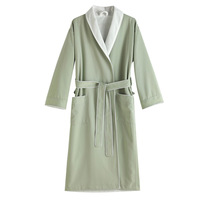Peignoir en microfibre de satin double épaisseur Peignoir d'hôtel à motif solide Peignoir thermique longueur genou Robe de spa