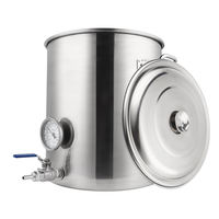 Chaudière à bière 10/20/30/40/50/60/120L, Pot de brassage en acier inoxydable avec thermomètre intégré et kit de robinet à bille sans soudure pour brassage maison