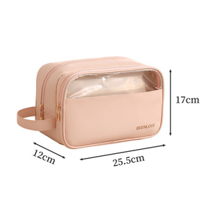Sac de toilette portable en cuir PU imperméable de haute qualité avec fermeture éclair tendance pour le voyage - Product Image 3