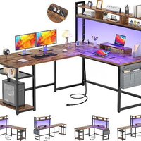 Escritorio de Computadora Ergonómico Moderno en Forma de L, de Madera y Metal, Ecológico y Multifuncional con Cajón para Oficina en Casa y Juegos