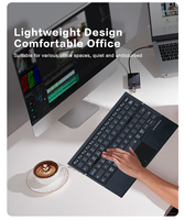 Nouveau clavier sans fil BT pliable en trois parties en cuir JOMAA avec pavé tactile ultra fin, rechargeable par USB Type-C, portable pour Windows/iOS/Android