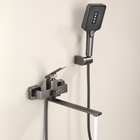 Ensemble de robinets de douche encastrés en laiton avec fonction pause, jets de massage doux, pommeau de douche carré, cartouche céramique, pour hôtels et extérieur